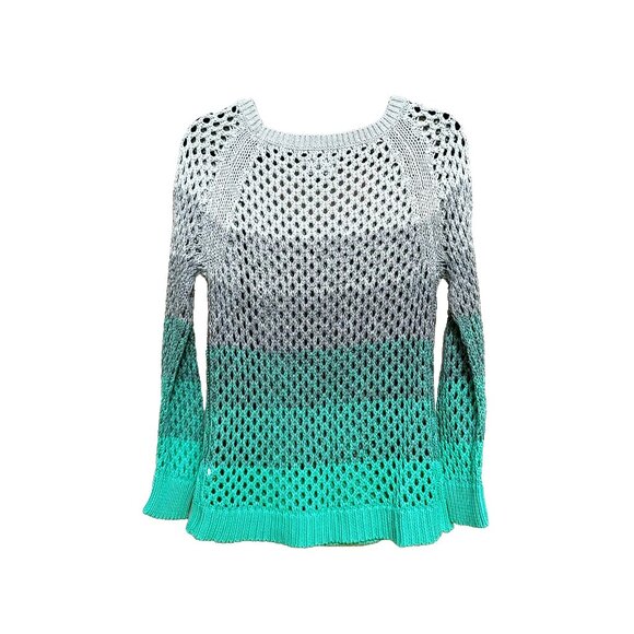 American Eagle Sweater Womens Medium Gray Green Knit Cotton/Acrylic Pullover - Picture 3 of 3